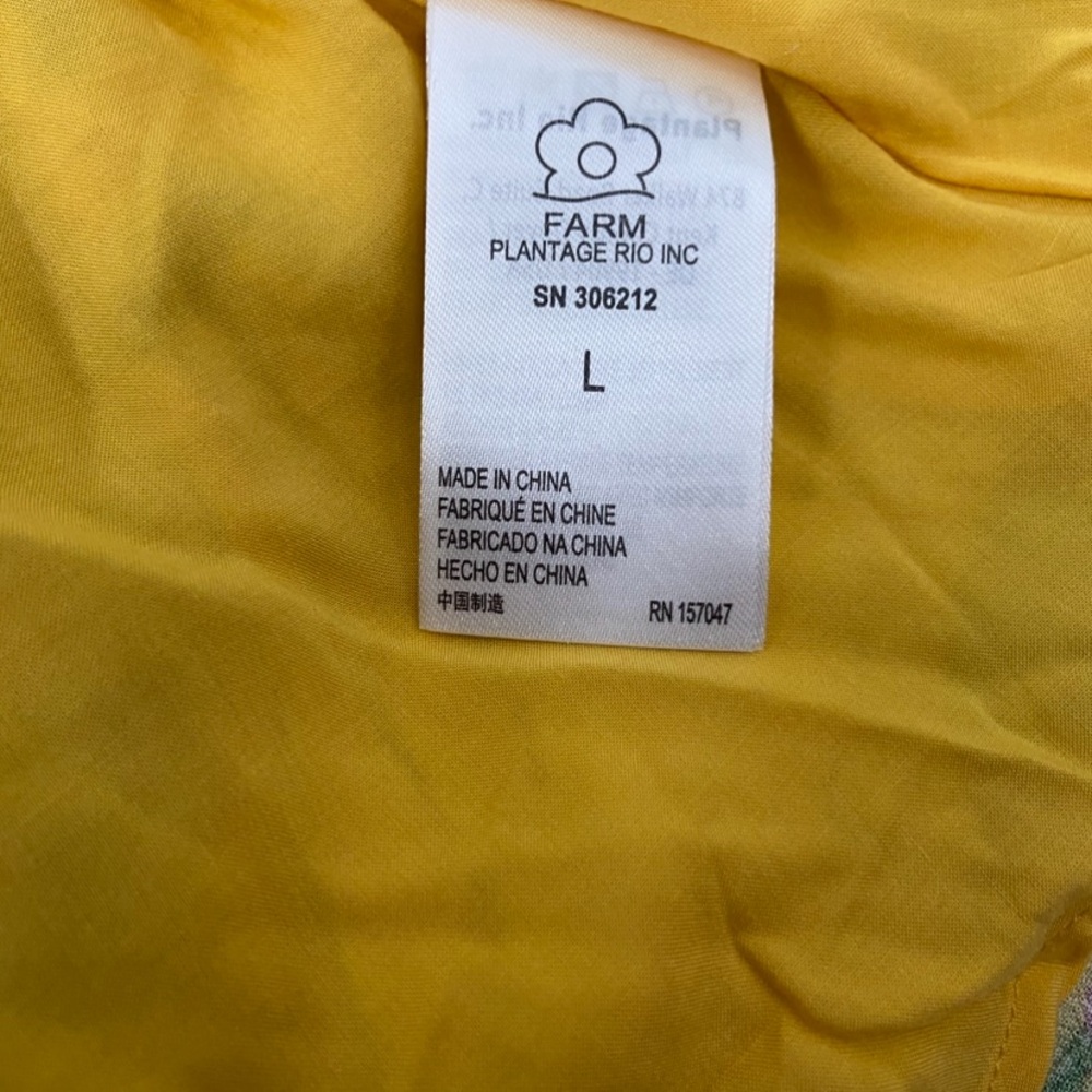 NWOT FARM Rio Summer Garden Maxi Yellow Plunging V-neck Long Sleeves dress Sz L - Picture 14 of 16